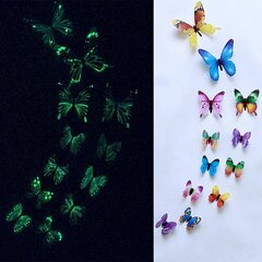 Pimeässä hohtavat perhoset Perf, 12 kpl hinta ja tiedot | Sisustustarrat | hobbyhall.fi