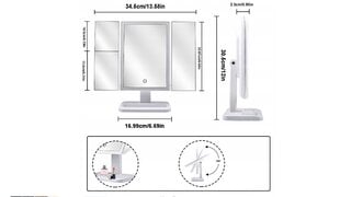 Kosmetiikkapeili, LED 350 x 310 mm hinta ja tiedot | Kosmetiikkalaukut ja peilit | hobbyhall.fi