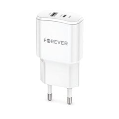 Forever TC-01-20AC PD QC charger 1x USB-C 1x USB 20W hinta ja tiedot | TelForceOne Puhelimet, älylaitteet ja kamerat | hobbyhall.fi