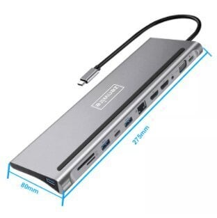 Telakka USB-C HUB 12in1 Ethernet RJ45 Zenwire hinta ja tiedot | Adapterit | hobbyhall.fi