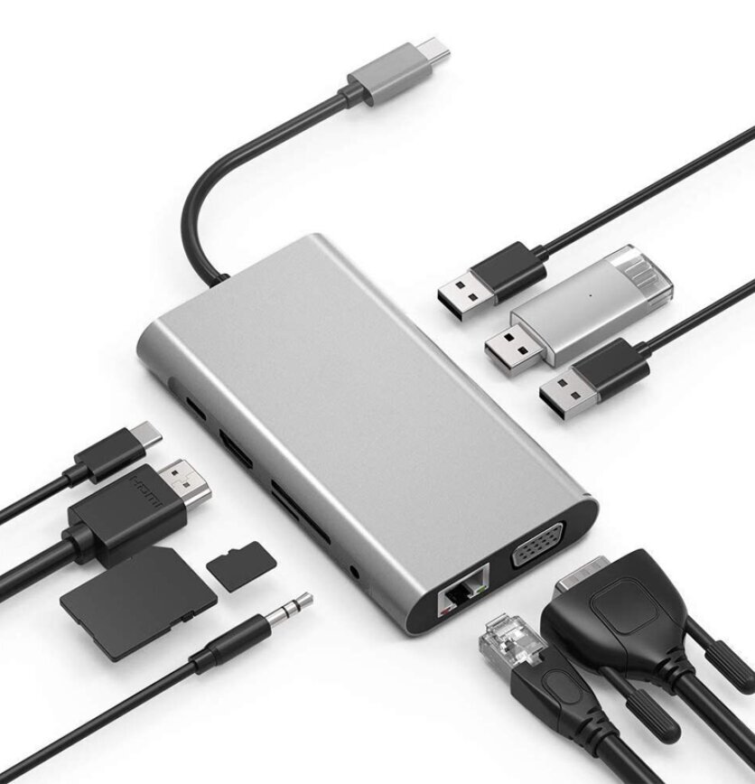 USB-C HUB 11in1 -sovitin HDMI 4K Zenwire hinta ja tiedot | Adapterit | hobbyhall.fi