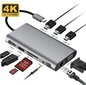 USB-C HUB 11in1 -sovitin HDMI 4K Zenwire hinta ja tiedot | Adapterit | hobbyhall.fi