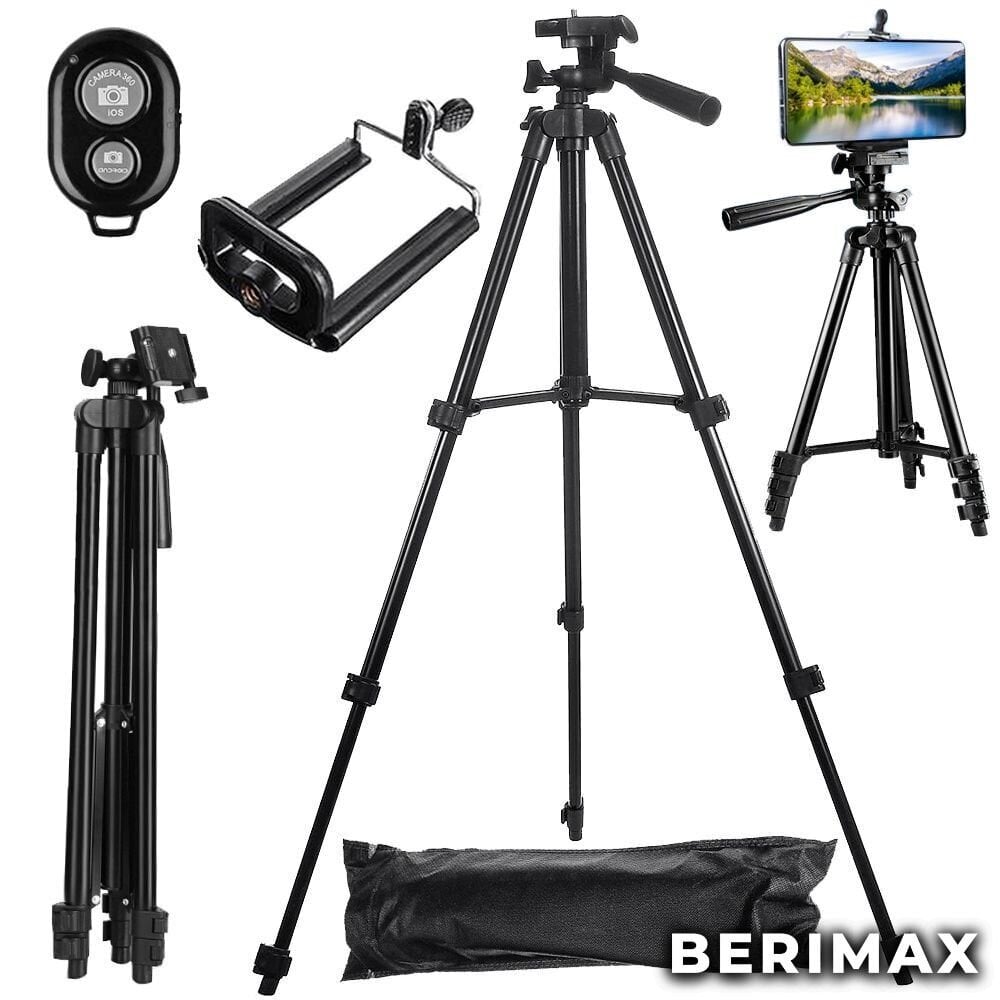 Teleskooppinen kolmijalkainen puhelinteline MK, musta BERIMAX BRM_5907451332719 hinta ja tiedot | Puhelimen lisätarvikkeet | hobbyhall.fi