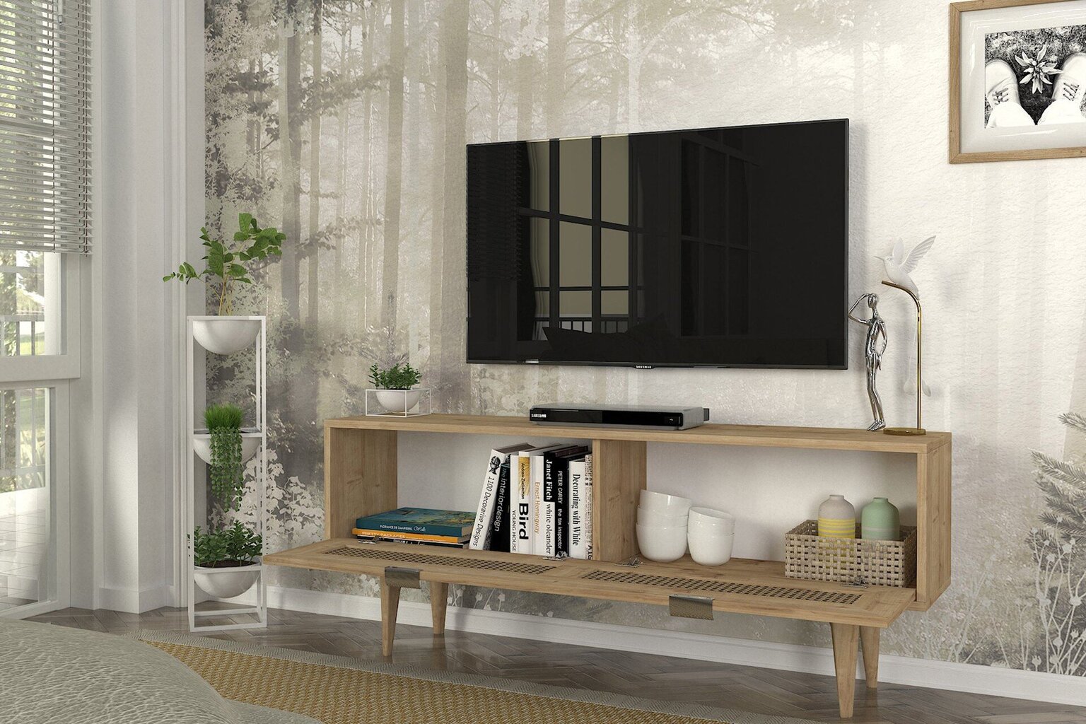 TV-teline Asir, 140x55,2x29,6cm, vaaleanruskea hinta ja tiedot | TV-tasot | hobbyhall.fi