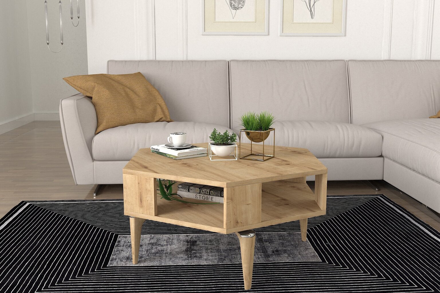 Sohvapöytä Asir, 90x41,2x78cm, beige hinta ja tiedot | Sohvapöydät | hobbyhall.fi