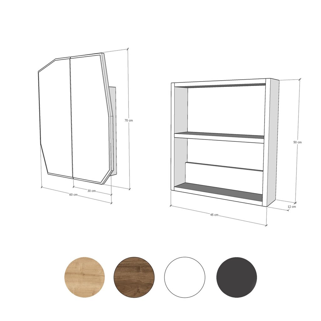 Kylpyhuonekaappi Asir, 12x45x50cm, musta hinta ja tiedot | Kylpyhuonekaapit | hobbyhall.fi