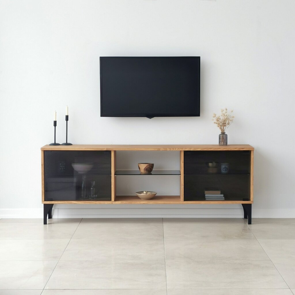 TV-teline Asir, 150x40x30cm, ruskea/musta hinta ja tiedot | TV-tasot | hobbyhall.fi