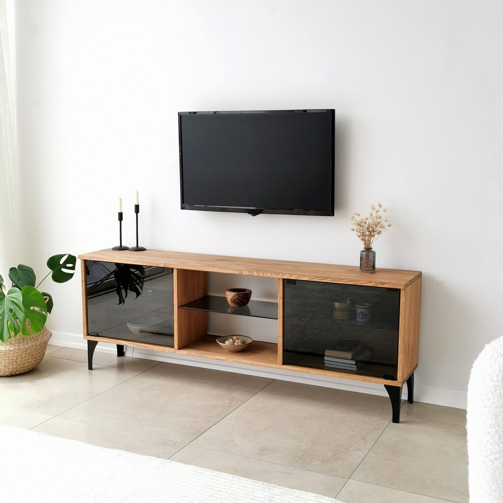 TV-teline Asir, 150x40x30cm, ruskea/musta hinta ja tiedot | TV-tasot | hobbyhall.fi