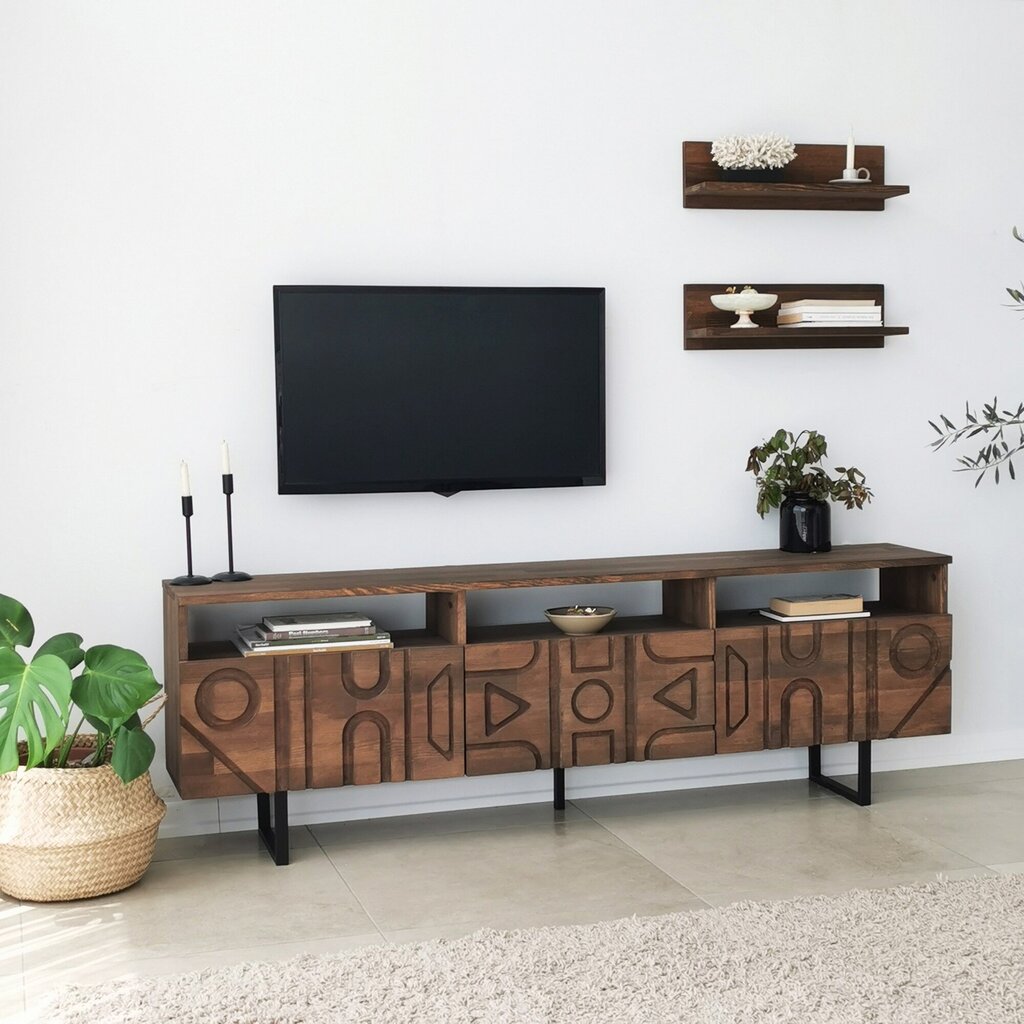 Tv-teline Asir, 170x40x30cm, tummanruskea hinta ja tiedot | TV-tasot | hobbyhall.fi