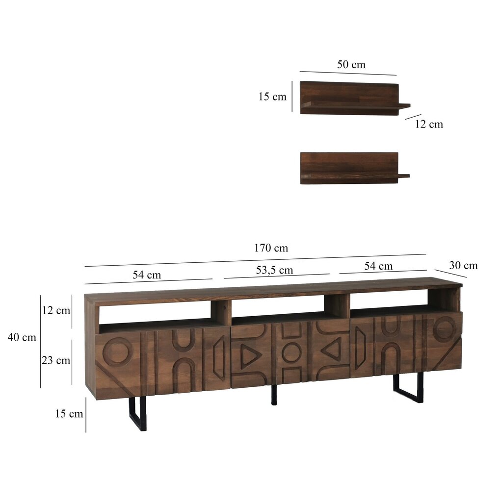 Tv-teline Asir, 170x40x30cm, tummanruskea hinta ja tiedot | TV-tasot | hobbyhall.fi