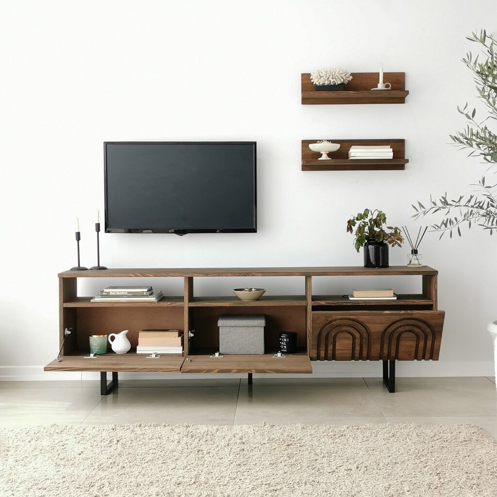 Tv-teline Asir, 170x40x30cm, tummanruskea hinta ja tiedot | TV-tasot | hobbyhall.fi