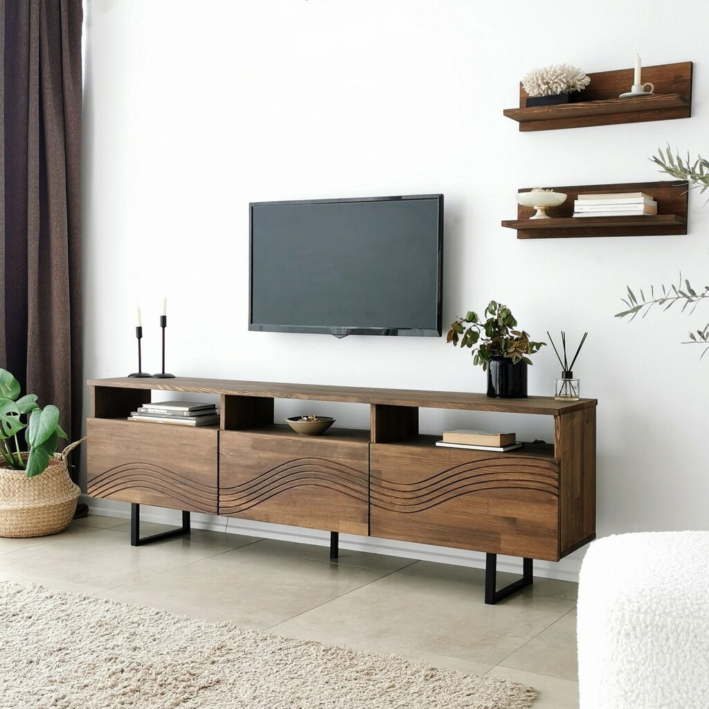 Tv-teline Asir, 170x40x30cm, tummanruskea hinta ja tiedot | TV-tasot | hobbyhall.fi