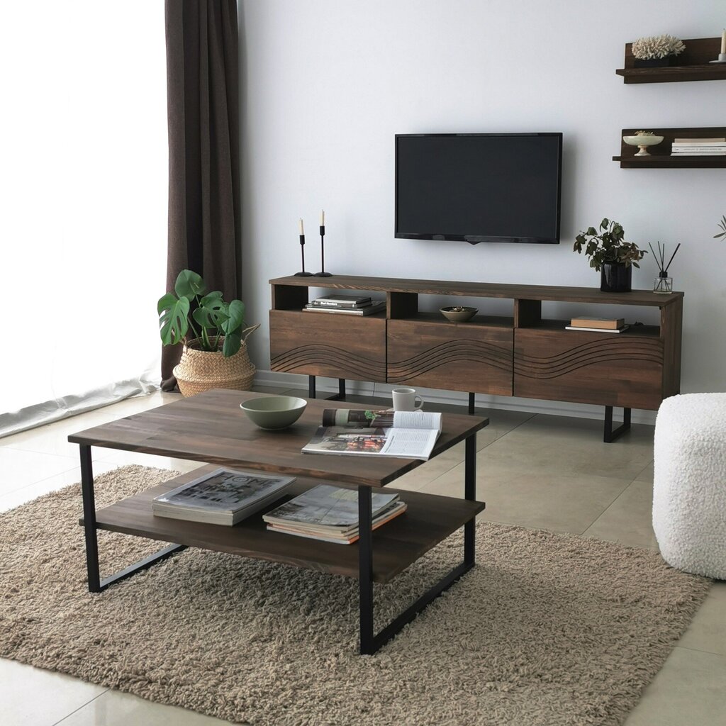 Tv-teline Asir, 170x40x30cm, tummanruskea hinta ja tiedot | TV-tasot | hobbyhall.fi