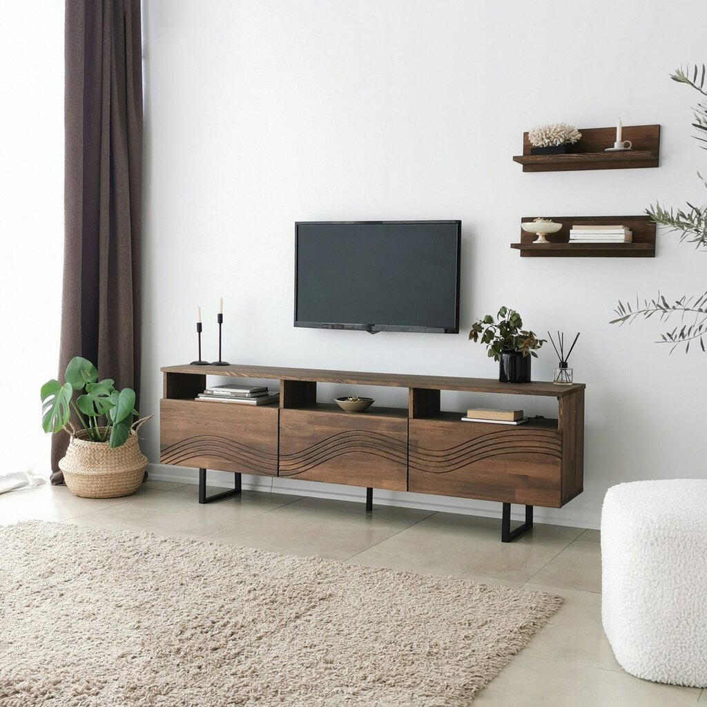 Tv-teline Asir, 170x40x30cm, tummanruskea hinta ja tiedot | TV-tasot | hobbyhall.fi