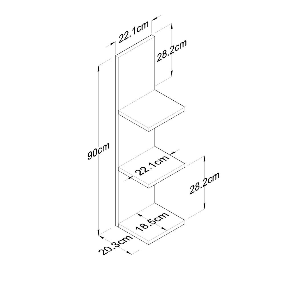 Hylly Asir, 22,1x90x20,3cm, ruskea hinta ja tiedot | Hyllyt | hobbyhall.fi