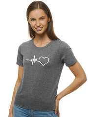 Naisten tummanharmaa Heartbeat T-paita hinta ja tiedot | Naisten T-paidat | hobbyhall.fi