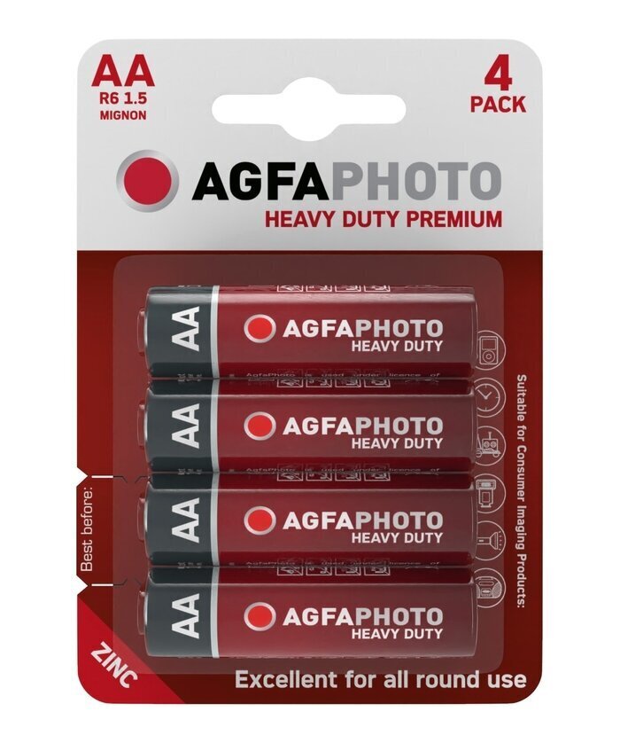 AgfaPhoto Heavy Duty Cells, AA, R6, 4 kpl hinta ja tiedot | Paristot | hobbyhall.fi