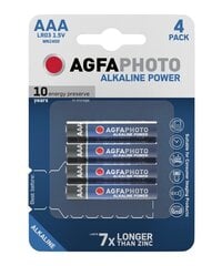 AgfaPhoto Alkaline Power Cells, AAA, LR3, 4 kpl hinta ja tiedot | Paristot | hobbyhall.fi