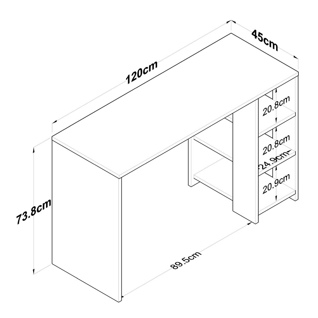 Asir kirjoituspöytä, 120x73,8x45cm, musta/beige hinta ja tiedot | Tietokonepöydät ja työpöydät | hobbyhall.fi