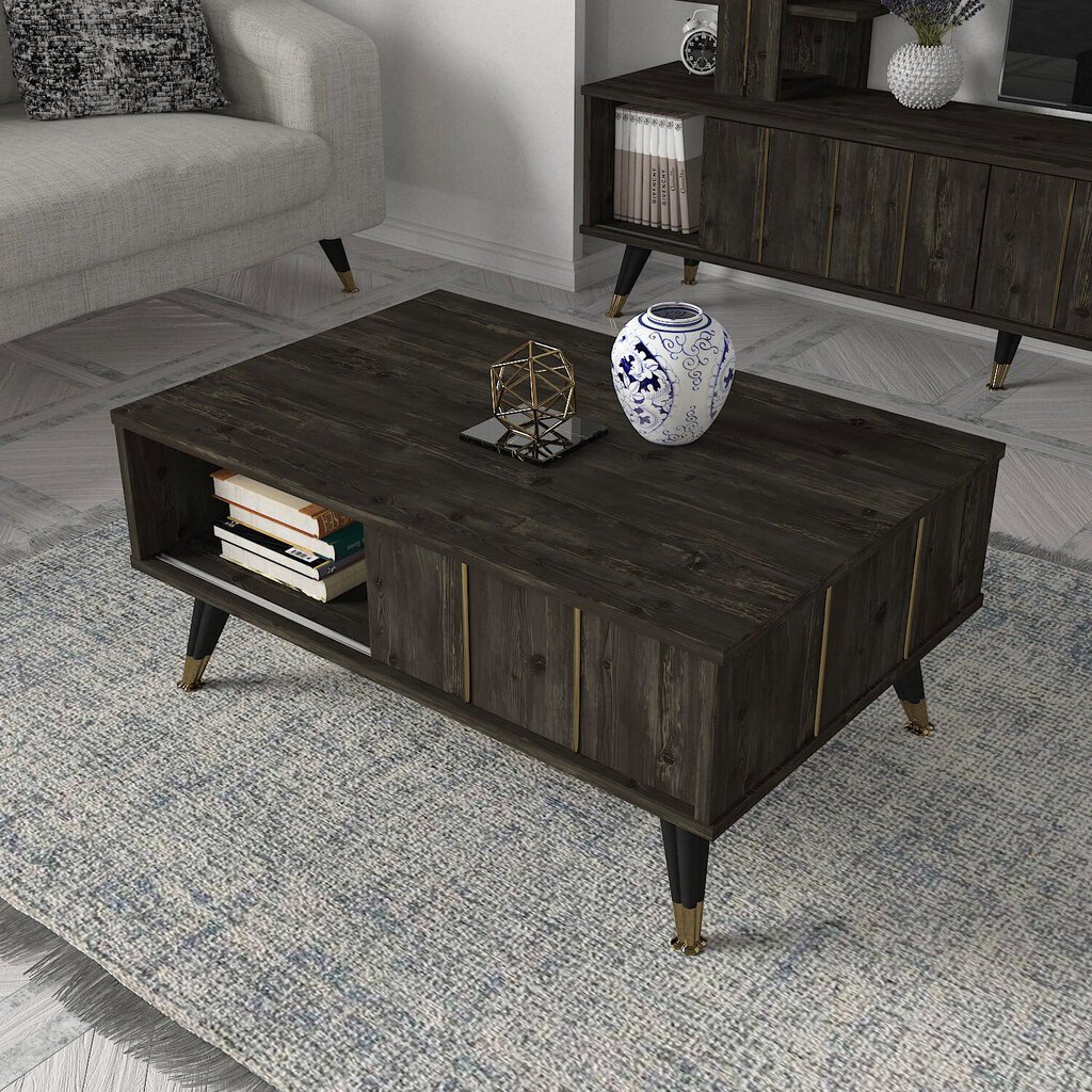 Sohvapöytä Asir, 90x40x60cm, ruskea/kultainen hinta ja tiedot | Sohvapöydät | hobbyhall.fi