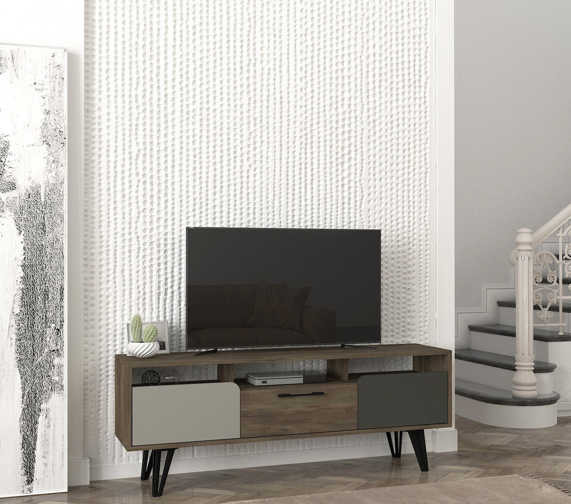 TV-jalusta Asir, 150x55,6x35cm, ruskea/musta hinta ja tiedot | TV-tasot | hobbyhall.fi