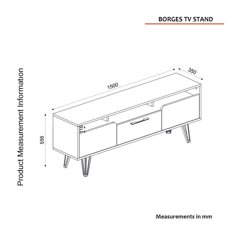 TV-jalusta Asir, 150x55,6x35cm, ruskea/musta hinta ja tiedot | TV-tasot | hobbyhall.fi