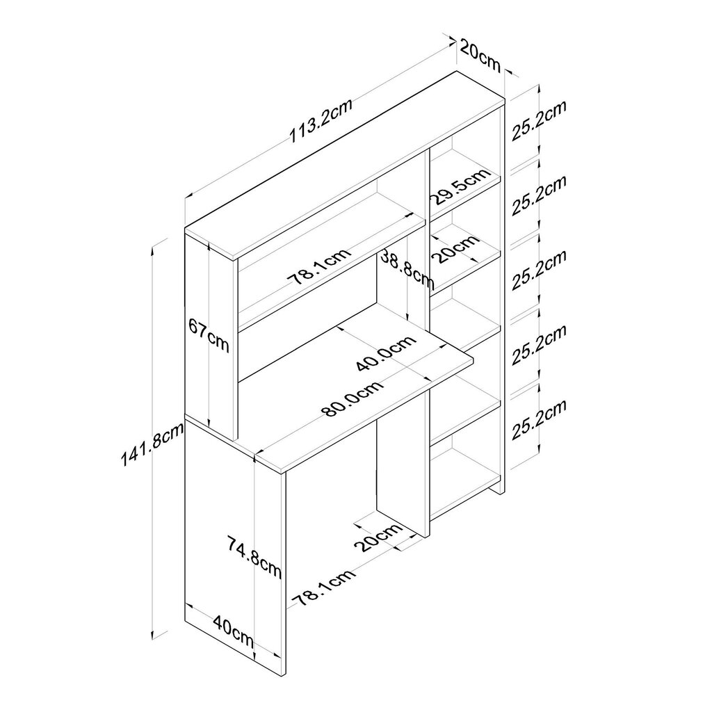 Työpöytä Asir, 113,2x141,8x40cm, valkoinen hinta ja tiedot | Tietokonepöydät ja työpöydät | hobbyhall.fi