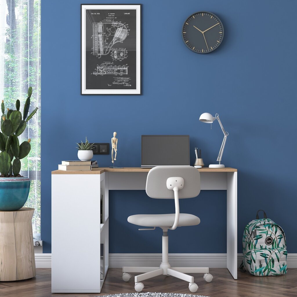 Työpöytä Asir, 120x74,8x50cm, valkoinen/beige hinta ja tiedot | Tietokonepöydät ja työpöydät | hobbyhall.fi