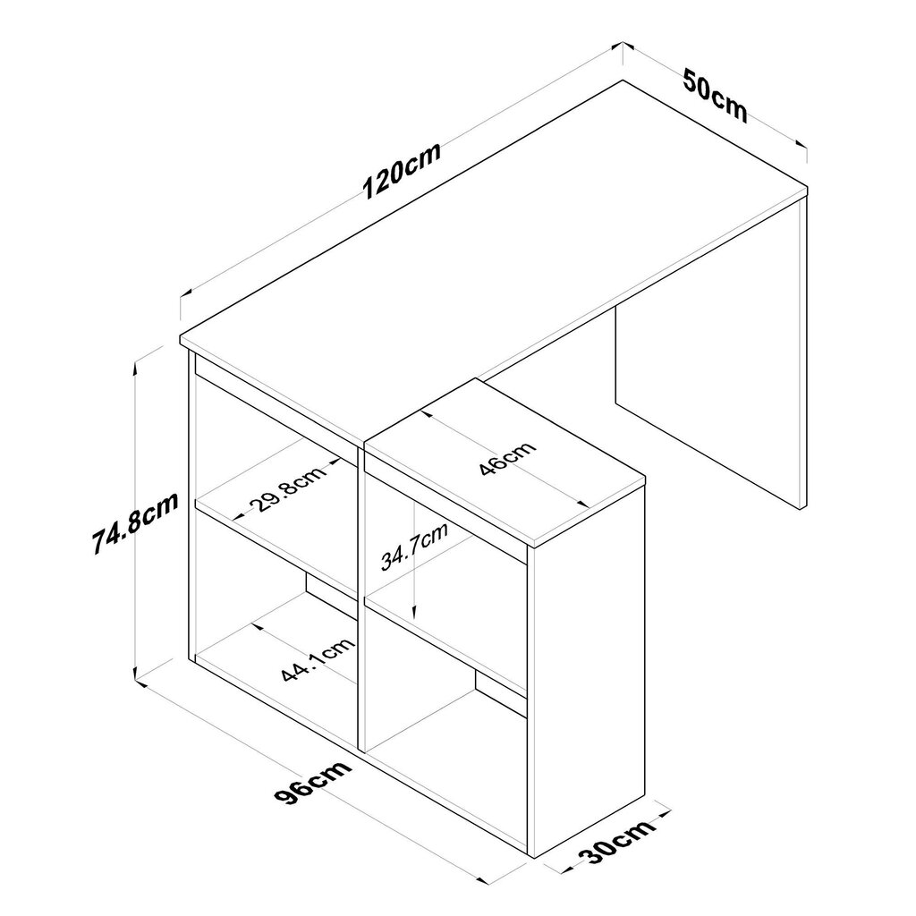 Työpöytä Asir, 120x74,8x50cm, valkoinen/beige hinta ja tiedot | Tietokonepöydät ja työpöydät | hobbyhall.fi