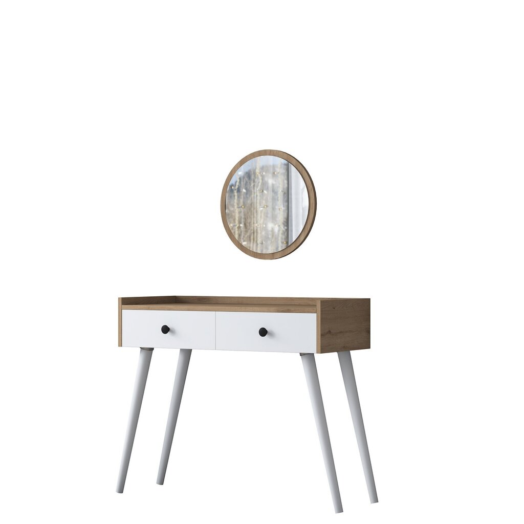 Pukupöytä Asir, 98,6x83,8x40cm, valkoinen/ruskea hinta ja tiedot | Peilipöydät | hobbyhall.fi
