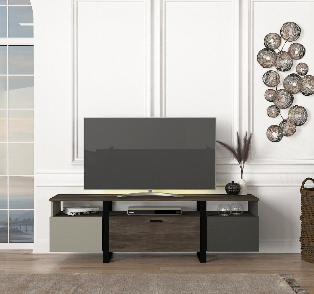 Tv-teline Asir, 150x46,2x31,5cm, ruskea/harmaa hinta ja tiedot | TV-tasot | hobbyhall.fi