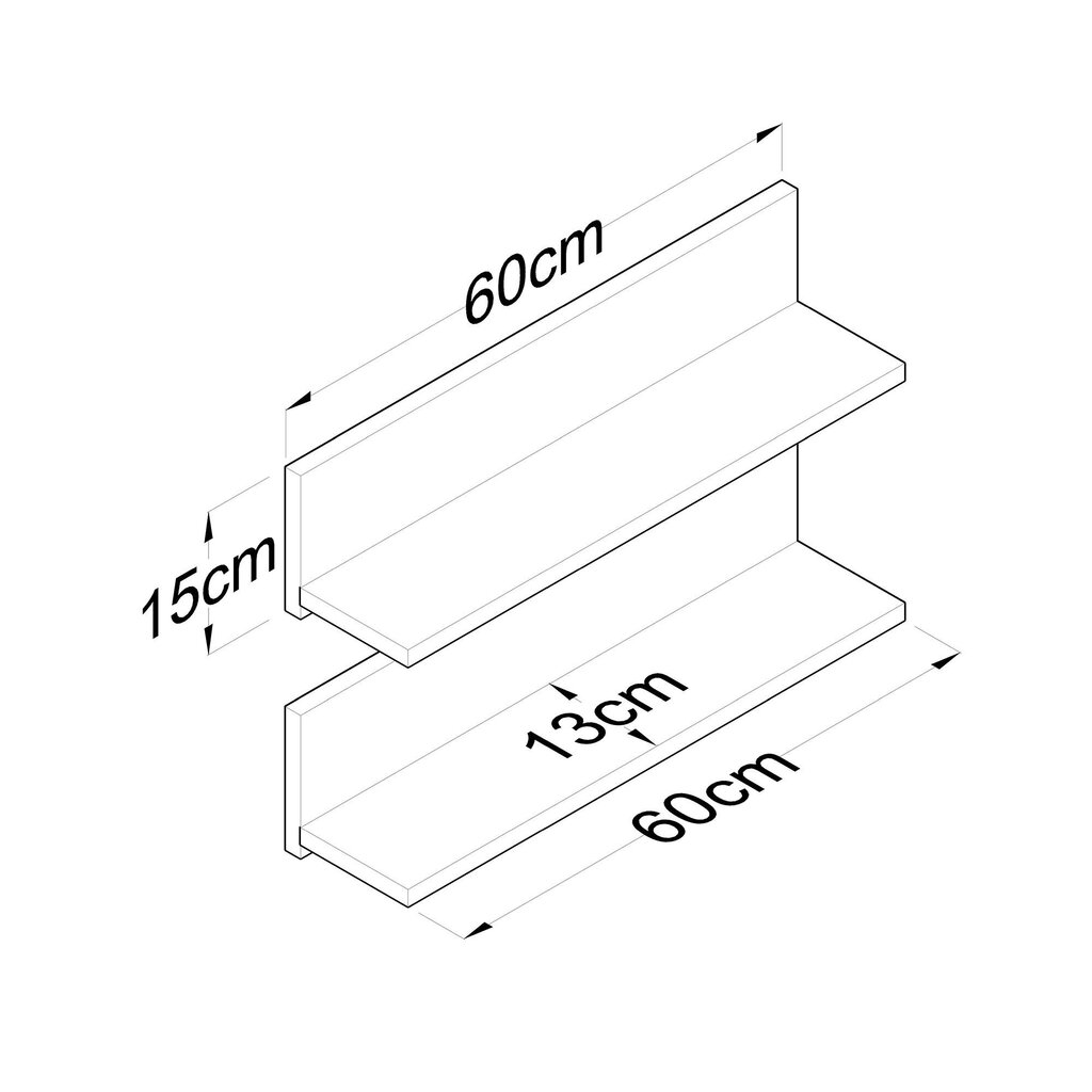 Hylly Asir, 60x15x13cm, ruskea hinta ja tiedot | Hyllyt | hobbyhall.fi