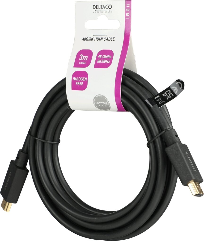 HDMI-kaapeli Deltaco, 3 m hinta ja tiedot | Kaapelit ja adapterit | hobbyhall.fi