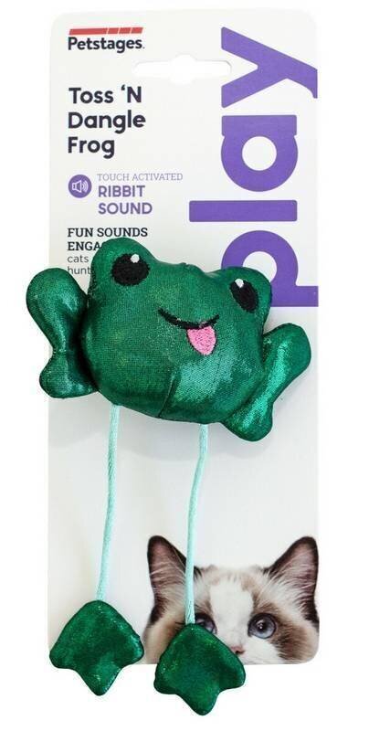 Kissanlelu Petstages Toss-N-Dangle Frog, vihreä hinta ja tiedot | Kissan lelut | hobbyhall.fi