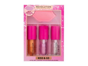 Huuliöljysetti Makeup Revolution - Lip Oil Set Kiss & Go, 4,5 ml, 3 osaa hinta ja tiedot | Huulipunat, huulikiillot ja huulirasvat | hobbyhall.fi