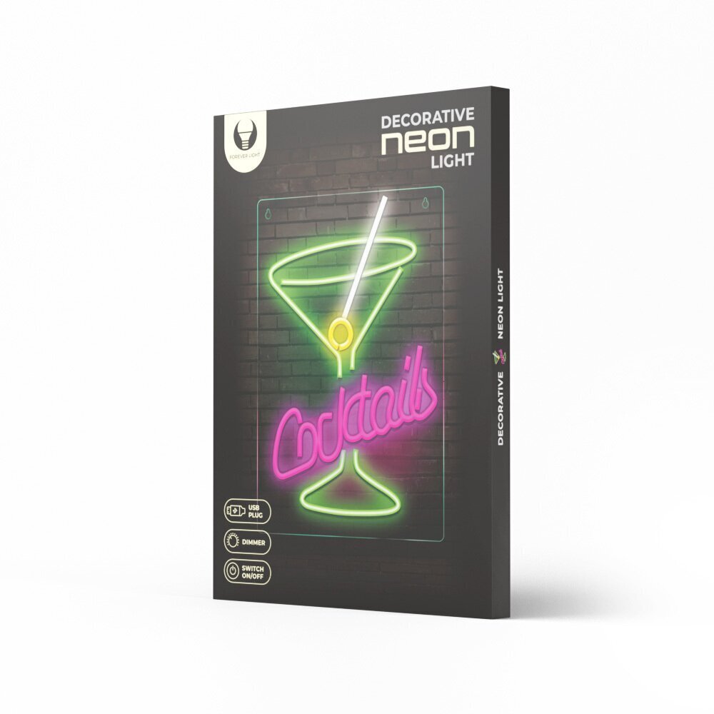 Neon PLEXI LED COCKTAILS FPNE02X Forever Light hinta ja tiedot | Sisustustuotteet | hobbyhall.fi