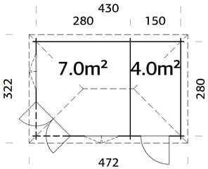 Huvimaja Melanie 11,0 m² vajalla ja ruskealla puunsuojalla hinta ja tiedot | Piharakennukset | hobbyhall.fi