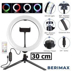 LED LS30 60W RGB rengasvalaisin jalustalla BERIMAX BRM_1415030 hinta ja tiedot | Berimax Kamerat ja tarvikkeet | hobbyhall.fi