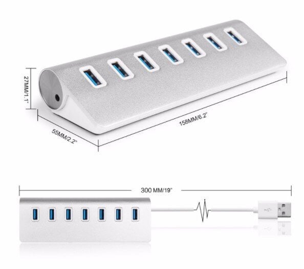 7 in 1 -keskitin 7x USB 3.0 -porttia Splitter Zenwire hinta ja tiedot | Adapterit | hobbyhall.fi