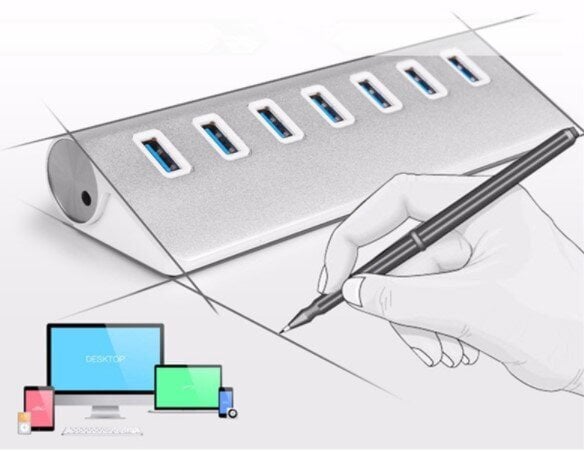 7 in 1 -keskitin 7x USB 3.0 -porttia Splitter Zenwire hinta ja tiedot | Adapterit | hobbyhall.fi