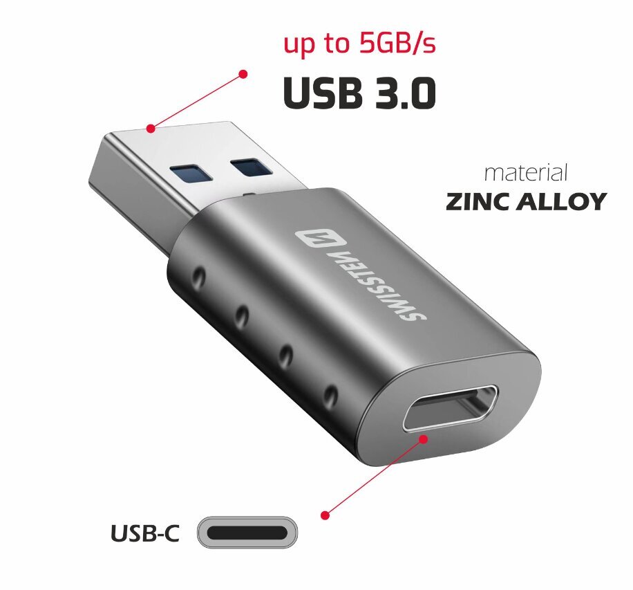 Swissten Adapter USB-A / USB-C hinta ja tiedot | Adapterit | hobbyhall.fi