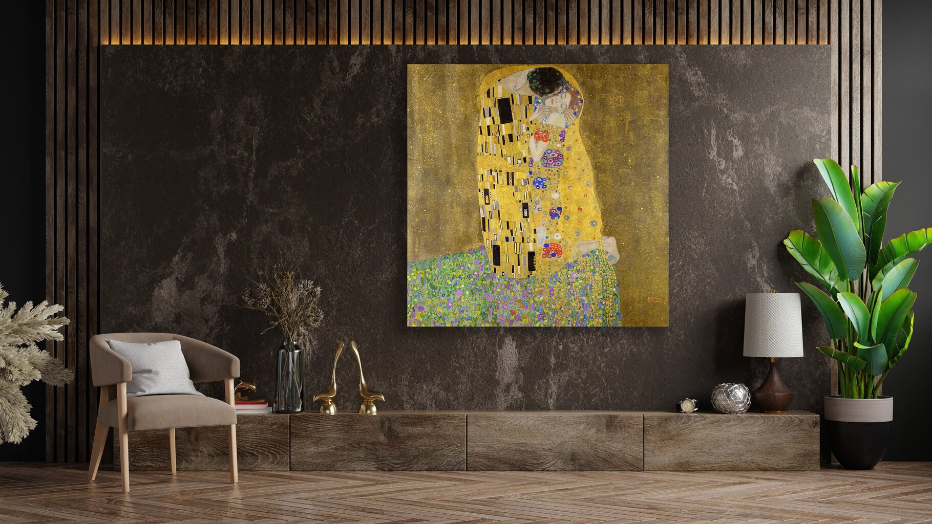 Maalaus "Kiss", Gustav Klimt, 100 x 100 cm, Wolf Kult hinta ja tiedot | Taulut | hobbyhall.fi