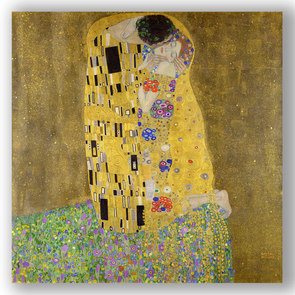 Maalaus "Kiss", Gustav Klimt, 100 x 100 cm, Wolf Kult