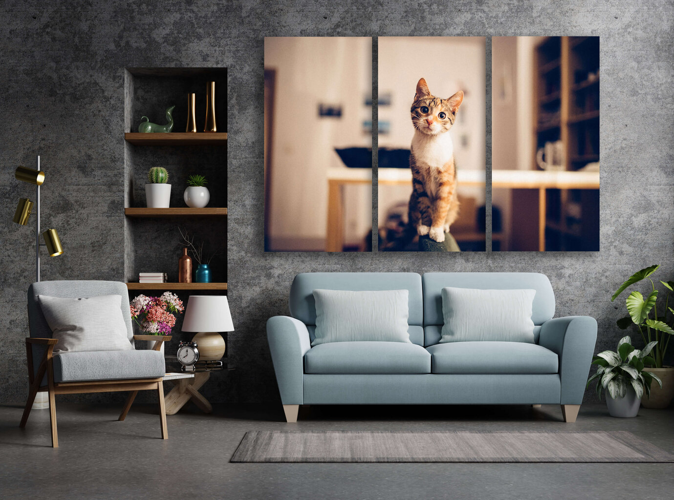 Triptyykki Utelias kissa, 150 x 100 cm, Wolf Kult hinta ja tiedot | Taulut | hobbyhall.fi