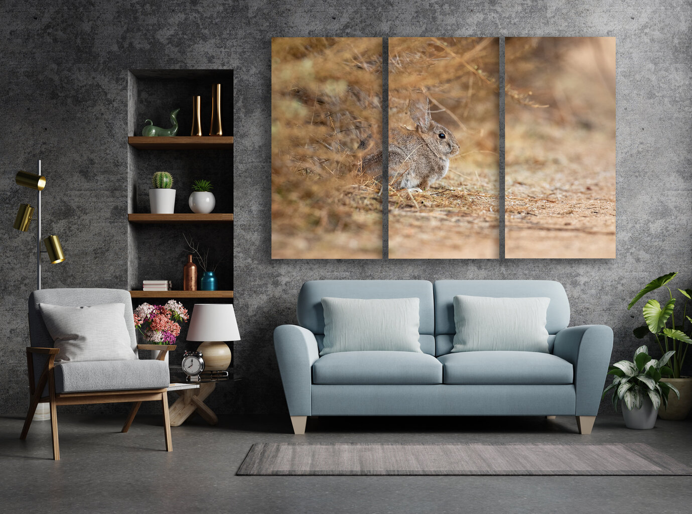 Triptyykki Rabbit, 150 x 100 cm, Wolf Kult hinta ja tiedot | Taulut | hobbyhall.fi