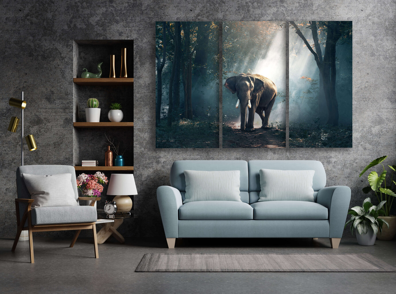 Triptyykki Elefantti, 150 x 100 cm, Wolf Kult hinta ja tiedot | Taulut | hobbyhall.fi
