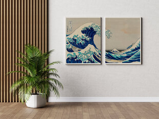 Diptyykki Kanagawan suuri aalto, Katsushika Hokusai, 140 x 100 cm, Wolf Kult hinta ja tiedot | Taulut | hobbyhall.fi