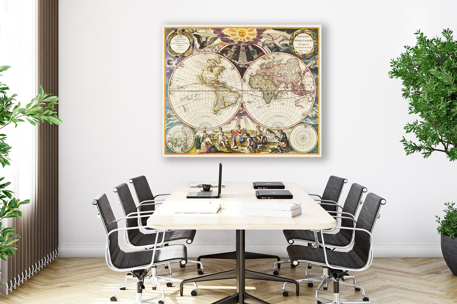 Maalaus Vanhan maailman kartta 1863, 100 x 70 cm, Wolf Kult hinta ja tiedot | Taulut | hobbyhall.fi