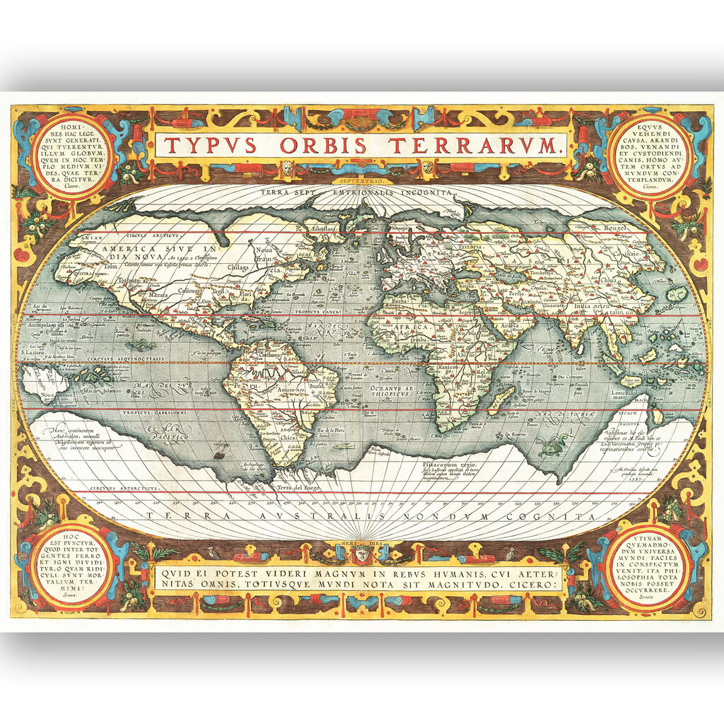 Maalaus Vanhan maailman kartta 1587, 100 x 70 cm, Wolf Kult hinta ja tiedot | Taulut | hobbyhall.fi