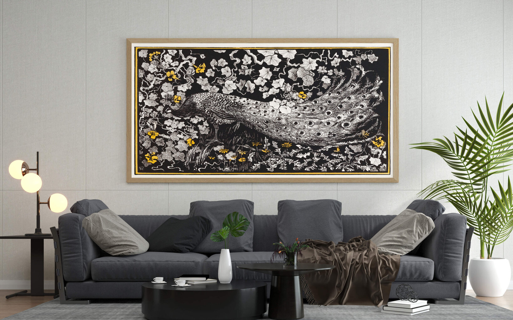 Juliste Peacock-kuvitus, 59 x 84 cm (A1), Wolf Kult hinta ja tiedot | Taulut | hobbyhall.fi